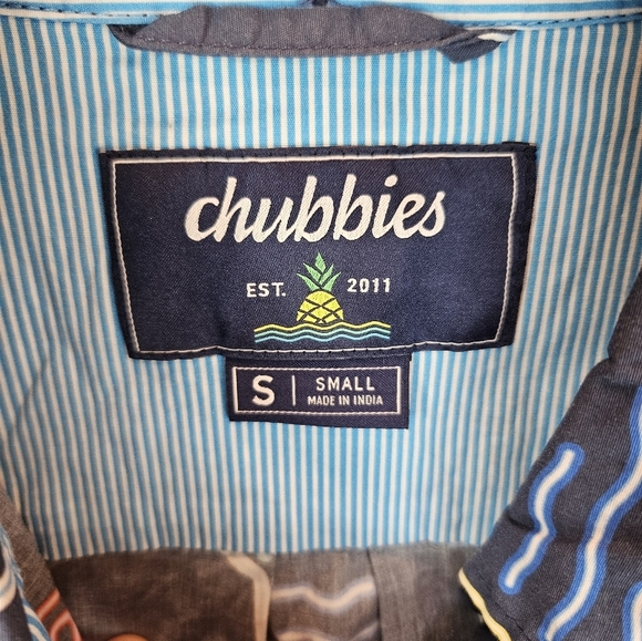 Chubbies Shirt Mens Sz S The One Man Wolf Pack Neon Look Flamingo and Palm Trees - Picture 4 of 12